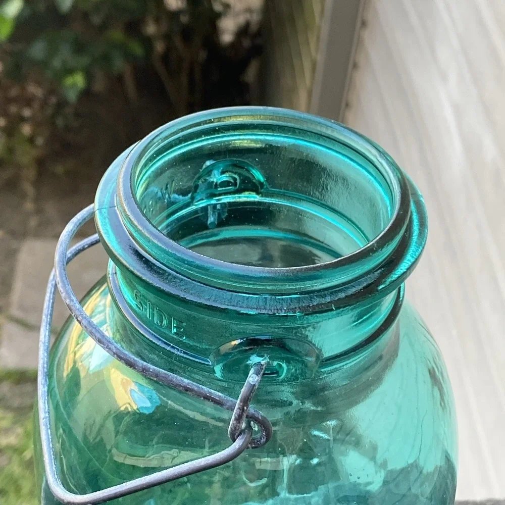 Vintage Ball Ideal Bicentennial Eagle Half-Gallon Mason Jar USA w/Wire Bail Blue